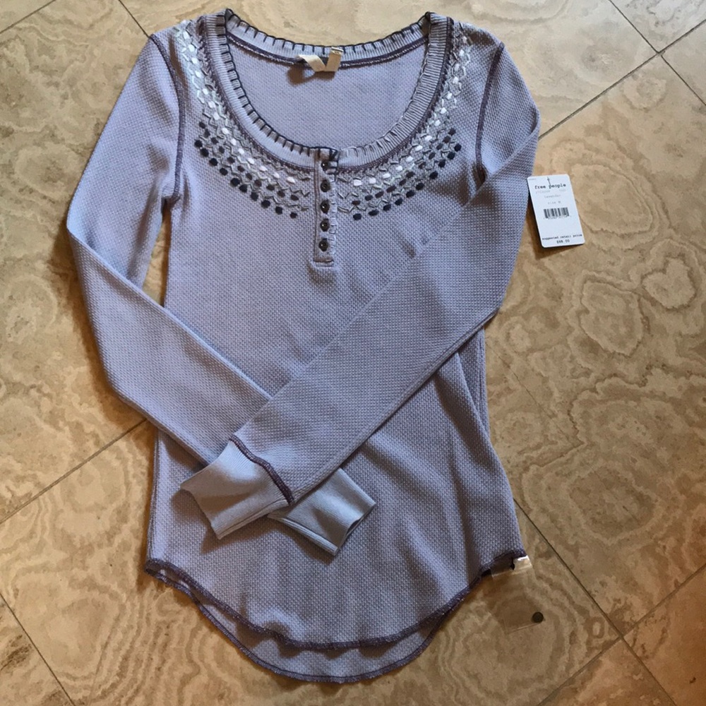 Free People Lavender Waffle Top